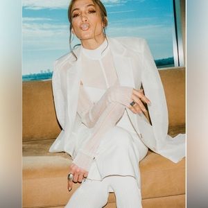 NWT HERVÉ LÉGER White Metallic knitted blazer